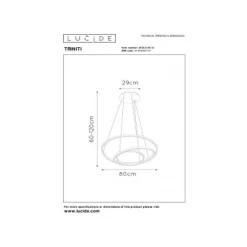 Lucide TRINITI - Hanglamp - Ø 80 cm - LED Dimb. - 3000K - Wit Discount