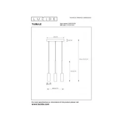 Lucide TUBULE Hanglamp Led 3x7W 2700K Zwart Outlet