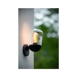 Lucide TULSA Wandlamp Buiten-Zwart-1xE27-40W-IP44-Glas Best