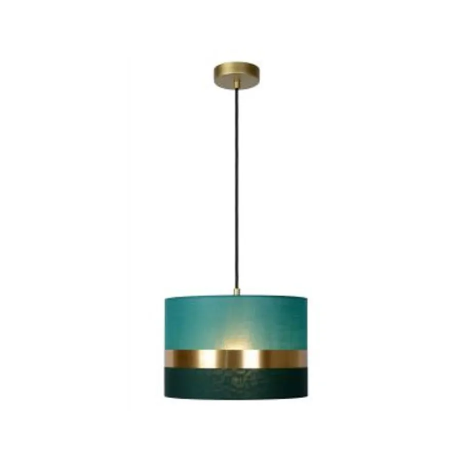 Lucide TUSSE. Hanglamp-Groen-Ø30-1xE27-60W-Linnen New