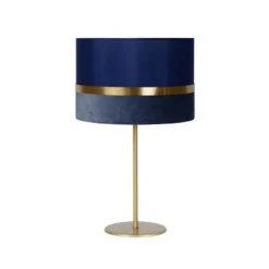 Lucide TUSSE. Tafellamp-Blauw-Ø30-1xE14-40W-Linnen Hot