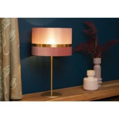 Lucide TUSSE. Tafellamp-Roze-Ø30-1xE14-40W-Linnen