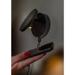 Lucide UFOR Wandlamp-Zwart-LED Dimb.-5,7W-1800K/3000K Clearance