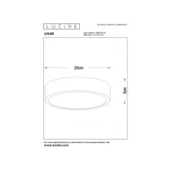 Lucide UNAR Plafonnière-Mat Go.-Ø20-LED Dimb.-12W-2700K Clearance