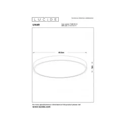 Lucide UNAR Plafonnière-Wit-Ø49,5-LED Dimb.-36W-2700K Hot