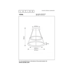 Lucide VIDAL Hanglamp-Mat Go.-Ø78-LED Dimb.-92W-2700K Hot