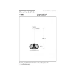 Lucide VINTI - Hanglamp - Ø 30 cm - 1xE27 - Zwart Clearance