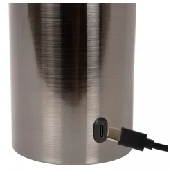 Lucide VIVO - Oplaadbare Tafellamp - Accu/Batterij - Ø 8 cm - LED Dimb. - E27 - 1x1W 2700K - Mat zwart chroom New