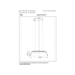 Lucide VIXI Hanglamp-Fumé-Ø45-LED Dimb.-22,6W-2900K-Glas New