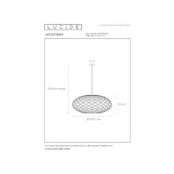 Lucide WOLFRAM - Hanglamp - Ø 100 cm - 3xE27 - Zwart Discount