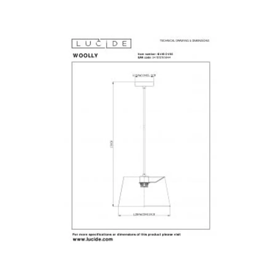 Lucide WOOLLY Hanglamp-Roze-Ø28-1xE27-60W-Katoen Outlet