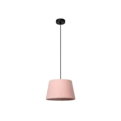 Lucide WOOLLY Hanglamp-Roze-Ø28-1xE27-60W-Katoen Outlet