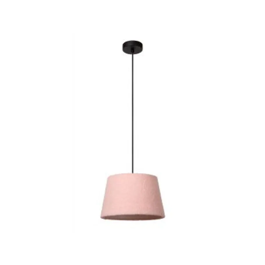 Lucide WOOLLY Hanglamp-Roze-Ø28-1xE27-60W-Katoen Outlet