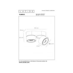 Lucide YUMIKO - Plafondspot - Ø 7,8 cm - LED Dimb. - 2x10W 2700K - Wit Online