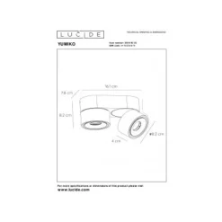 Lucide YUMIKO - Plafondspot - Ø 7,8 cm - LED Dimb. - 2x10W 2700K - Zwart Clearance