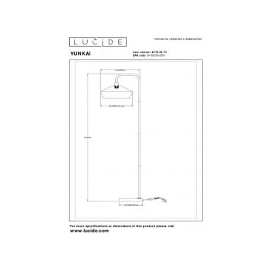 Lucide YUNKAI Vloerlamp-Nature.-Ø40-1xE27-60W-Papier Best