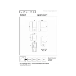 Lucide ZARO IR Wandspot Buiten-Zwart-1xGU10-7W-IP65 Clearance