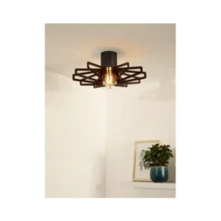 Lucide ZIDANE - Plafonnière - Ø 45 cm - 1xE27 - Zwart