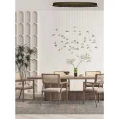 Marckdael DUBAI CEILINGLAMP 1710 OVALE BRONZO 4*GU10 + GLASS STONE New