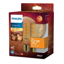 Philips Lighting Led Filamentlamp amber 50 W G95 E27 New