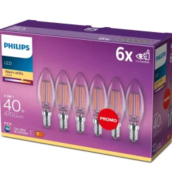 Philips Lighting LED kaarslampE14 B35 4W-40W WW (6pcs) New