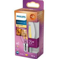 Philips Lighting LED kaarslamp Filament E14 B35 2,5W-25W Dimbaar Hot