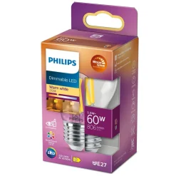 Philips Lighting LED kogellamp Fil E27 P45 5,9W-60W Dimbaar
