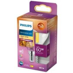 Philips Lighting LED kogellamp filament E14 P45 5,9W-60W Dimbaar Outlet