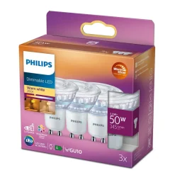Philips Lighting LED-spot GU10 3,8W-50W Warmwit Dimbaar 3pcs New