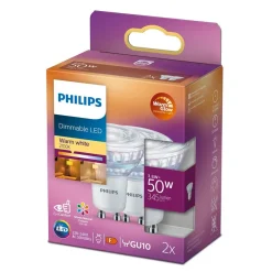 Philips Lighting LED-spot GU10 3,8W-50W Warmwit Dimbaar 2pcs New