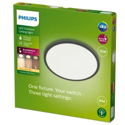 Philips Lighting SuperSlim Ceiling SSW 15W 27K Black IP54 WV Best